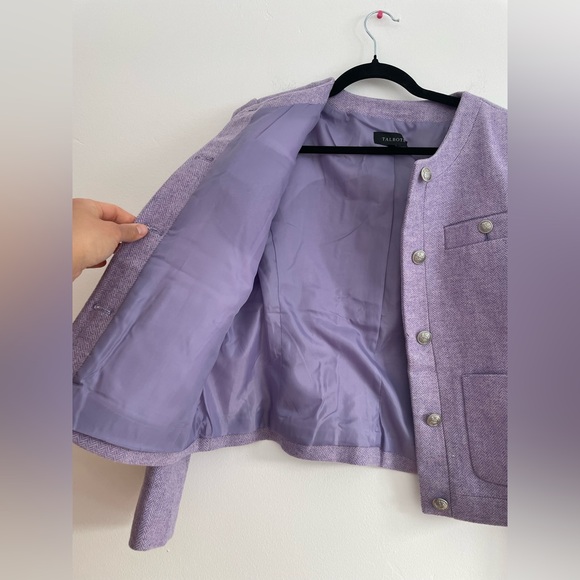 Talbots Bicolor Herringbone Shetland Wool Blazer Lilac Minimalist Church Size 10 - Picture 5 of 10